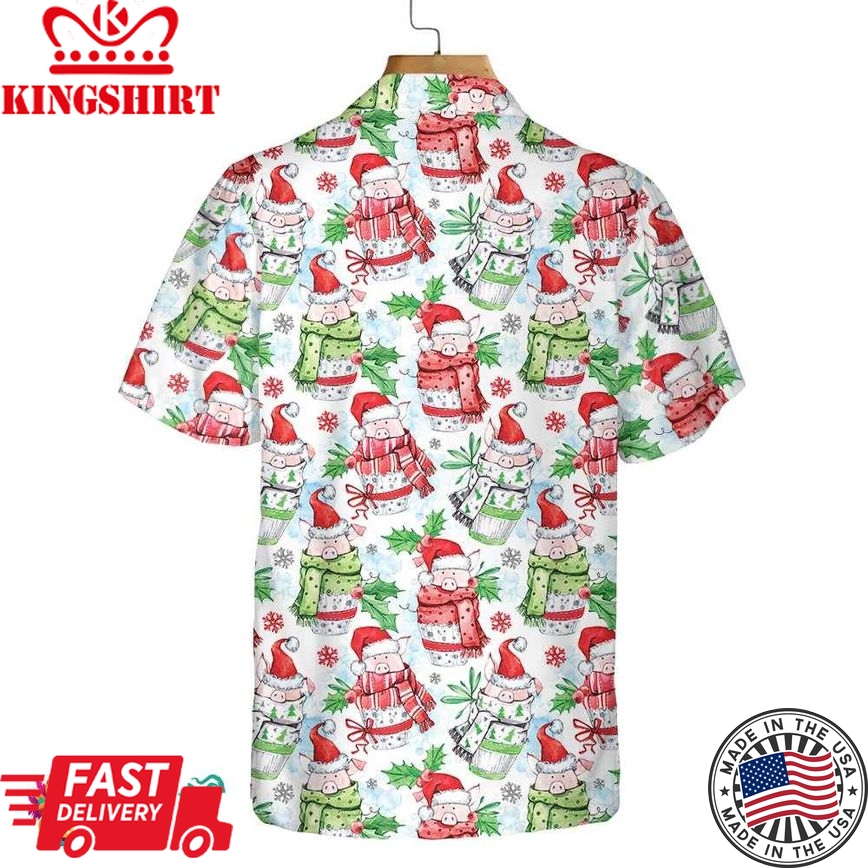 Merry Christmas Cute Pigs Hawaiian Shirt, Funny Christmas Shirt, Unique Gift For Christmas