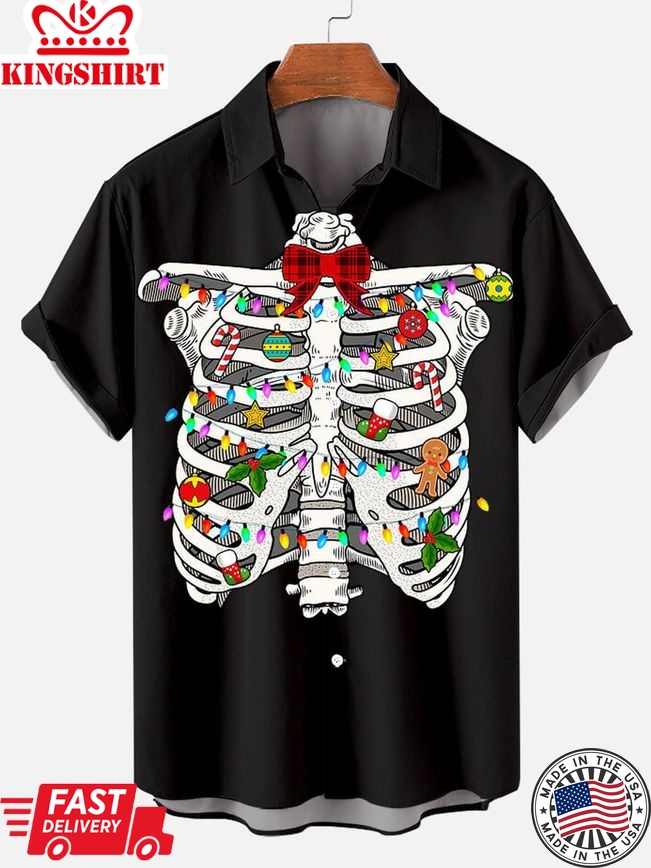 Merry Xmas Skull Men's Short Sleeve Shirt