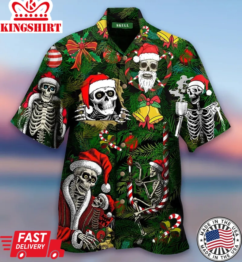 Merry Xmas Skulls Trendy Hawaiian Shirt