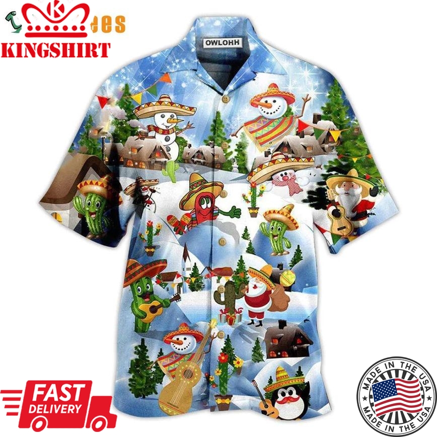 Mexican Snowman Say Merry Christmas, Xmas Trendy Hawaiian Shirt Perfect Gifts For Your Loved Ones