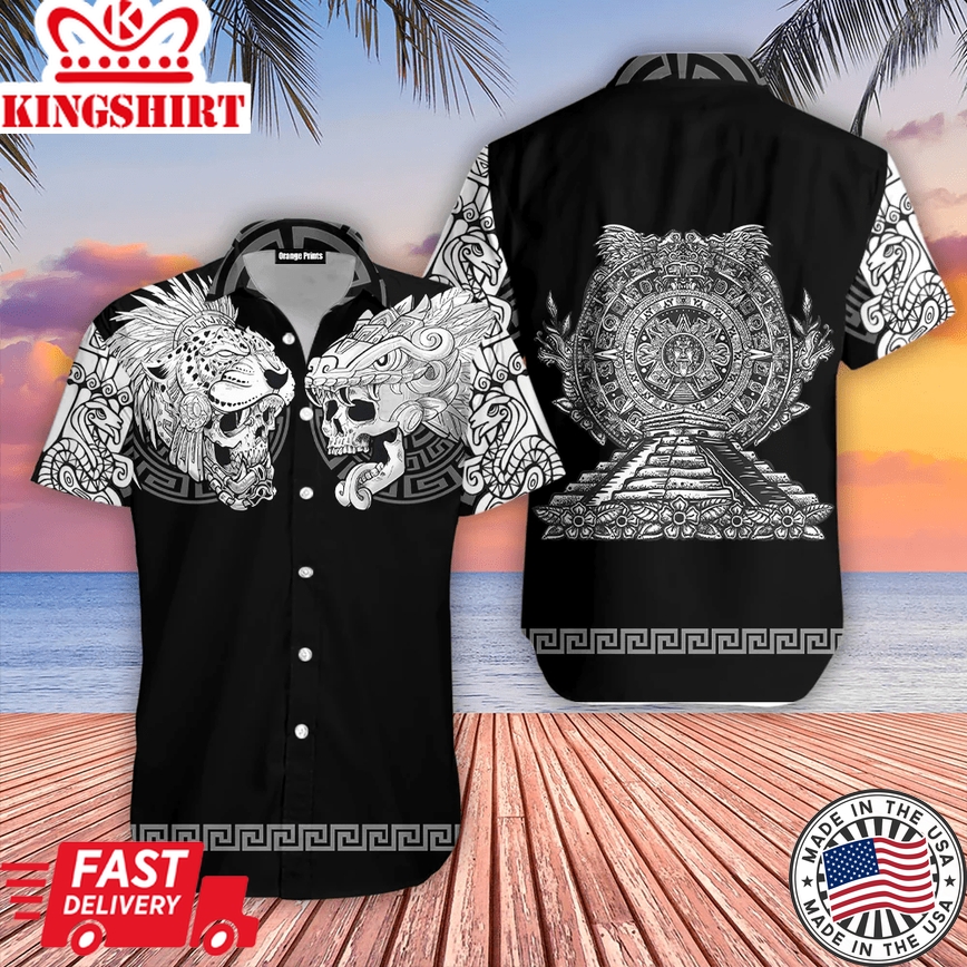 Mexico Aztec Skull Tattoo Trendy Hawaiian Shirt For