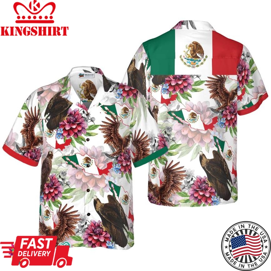 Mexico Proud Dahlia Golden Eagle Hawaiian Shirt