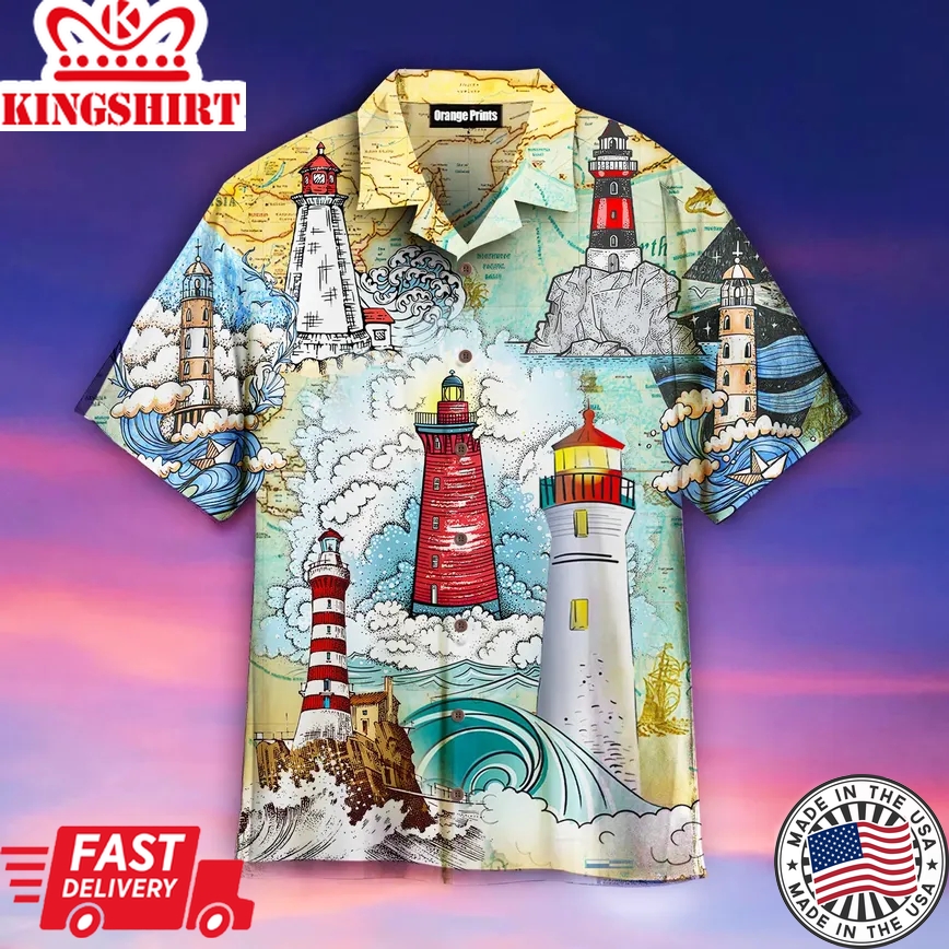 Michigan Lighthouse Trendy Hawaiian Shirt For