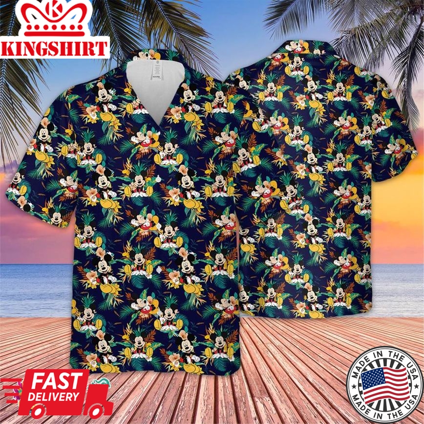 Mickey Floral Colorful Retro.Trending,Tropical Beach Shirt, Hawaiian Flower Shirt, Hawaiian Beer Shirt