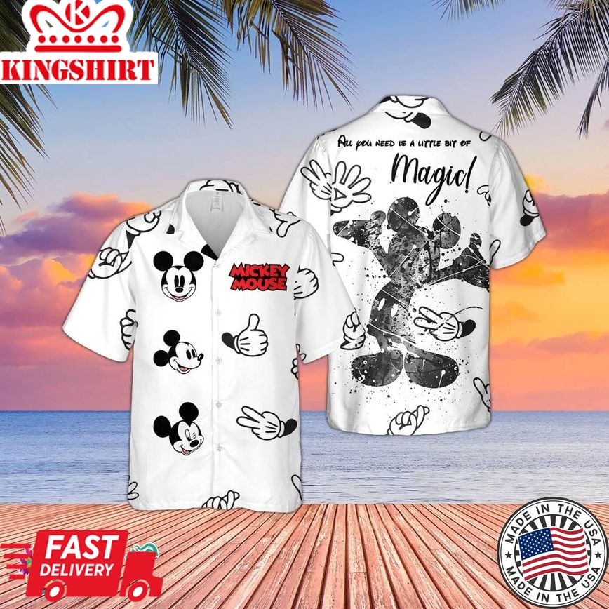 Mickey Mouse All You Need Is A Little Of Magic Hawaiian Shirt, 3D Mickey Mouse Shirt, 3D Disney Shirt, Vintage Disney Shirt