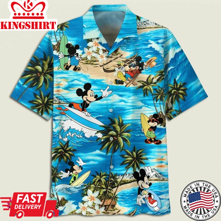 Mickey Mouse Summer Holiday Aloha Shirt - Perfect For Exploring Theme Parks Or Relaxing On The Beach