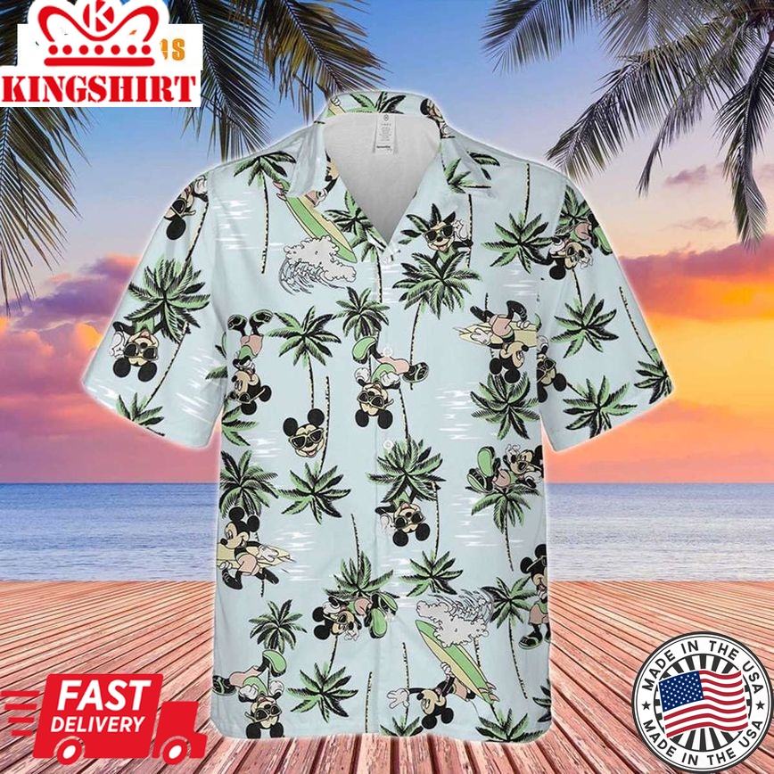 Mickey Mouse Surfing Pam Tree, Disney Trendy Hawaiian Shirt Perfect Gifts For Your Loved Ones