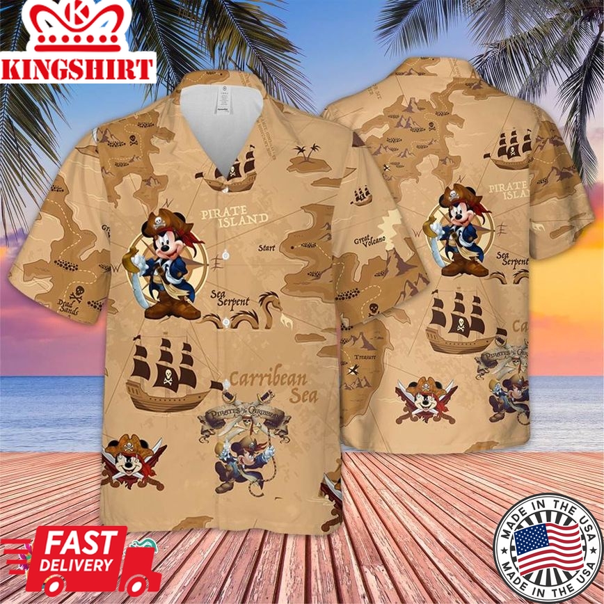 Mickey Pirate Vintage.Trending,Tropical Beach Shirt, Hawaiian Flower Shirt, Hawaiian Beer Shirt