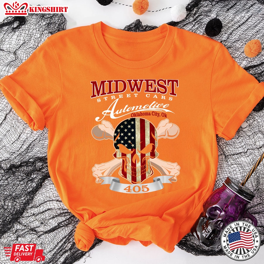 Midwest Street Cars Automotive Oklahoma City Ok American Skull T-Shirt