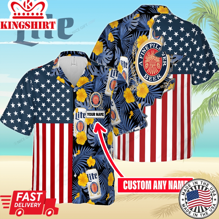 Miller Lite Custom Name Vacation Hawaiian Shirt