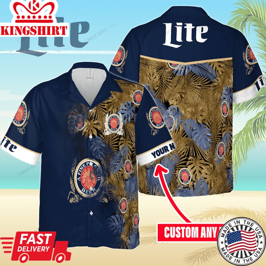 Miller Lite Hawaiian Custom Name Classic Apparel