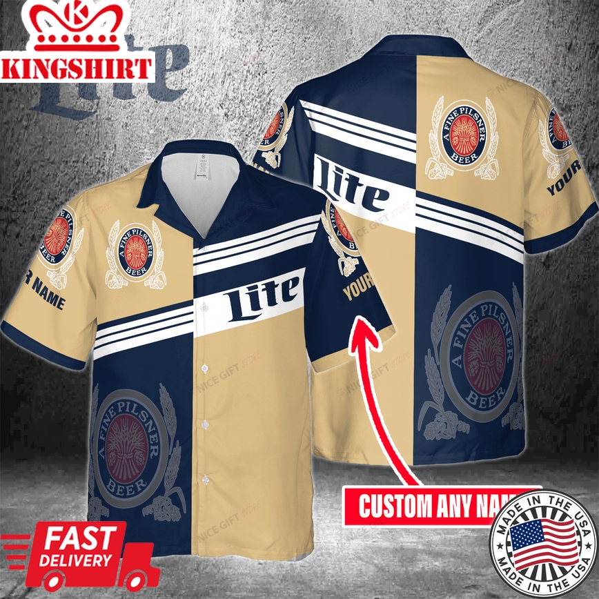 Miller Lite Tropical Shirt With Custom Name Feature