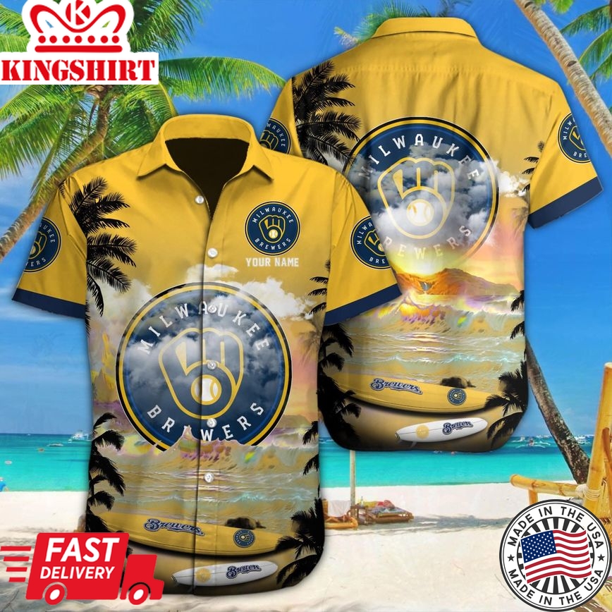 Milwaukee Brewers Personalized Name Aloha Shirt