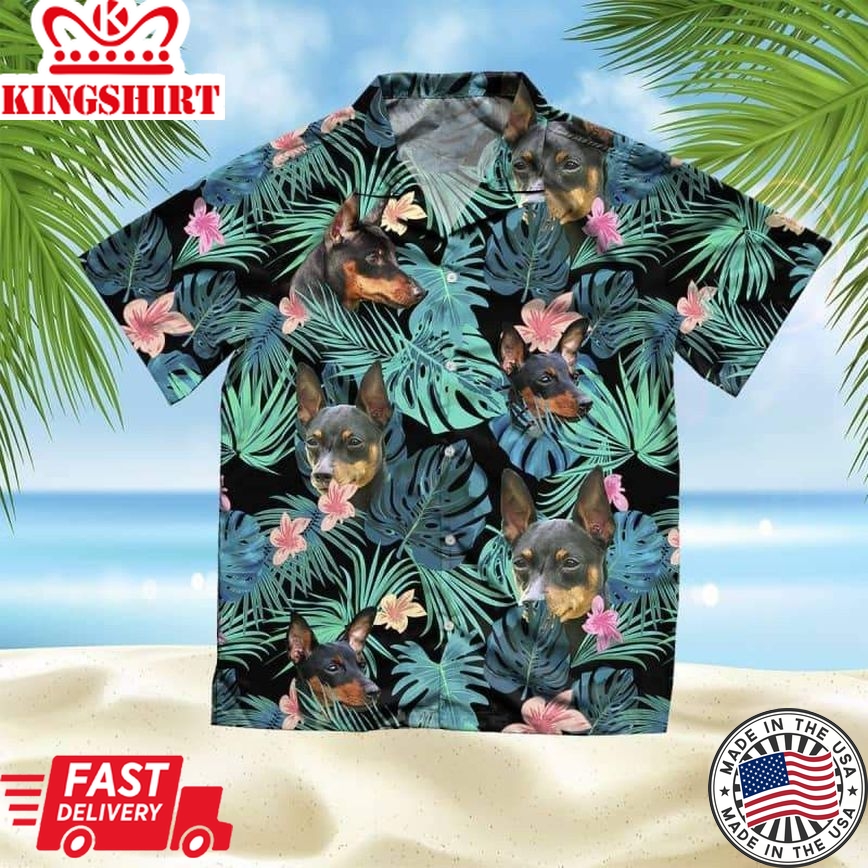 Miniature Pinscher Trendy Hawaiian Shirt, Dog Summer Leaves Trendy Hawaiian Shirt, Unisex Print Aloha Short Sleeve Casual Shirt Summer Gifts