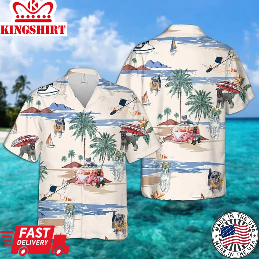 Miniature Schnauzer Summer Beach Trendy Hawaiian Shirt, Trendy Hawaiian Shirts For Men Women Short Sleeve Aloha Beach Shirt