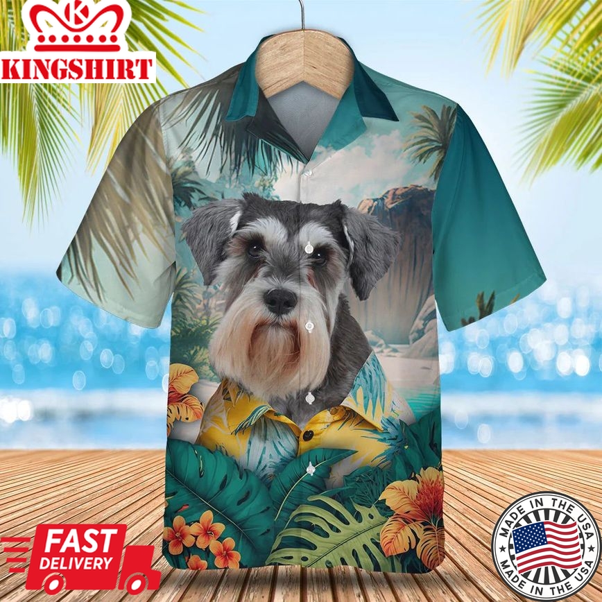 Miniature Schnauzer Tropical Getaway - Embrace the Aloha Vibes with this 3D Trendy Hawaiian Shirt