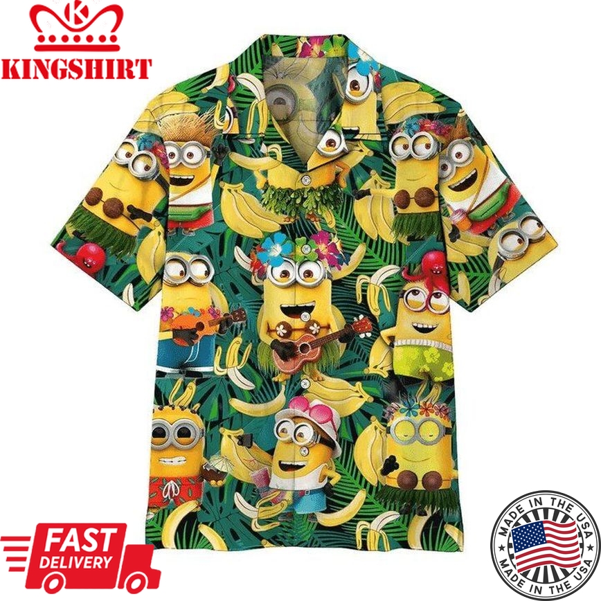 Minions Hawaiian Shirt Minions Tropical Vacation Green Hawaii Shirt Minions Aloha Shirt