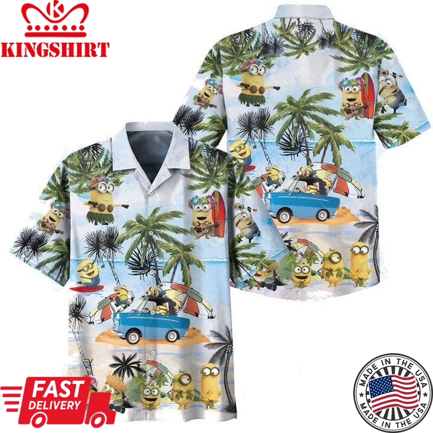 Minions Hawaiian Shirt Summer Tropical Vacation Minions On Car Hawaii Shirt Cute Minions Aloha Shirt