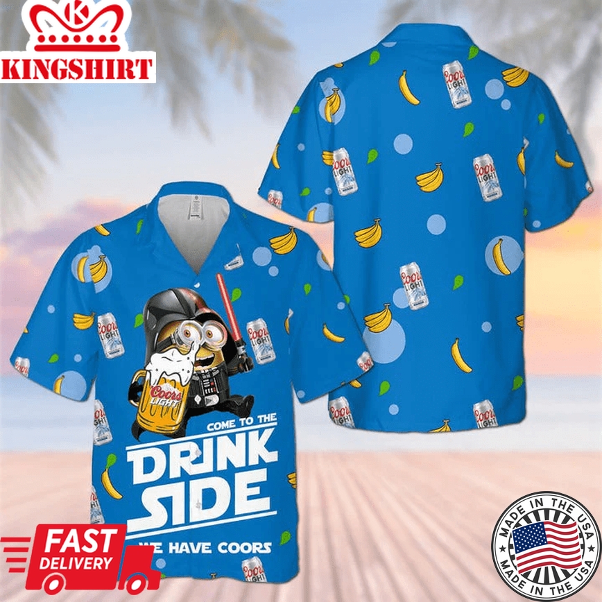 Minions Trendy Hawaiian Shirt Come To The Drink Side We Have Cors Minions Hawaii Shirt Funny Minions Aloha Shirt 2022