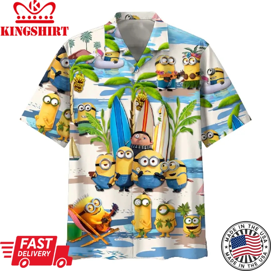 Minions Trendy Hawaiian Shirt Minions And Small Gru Tropical Hawaii Shirt Cute Minions Aloha Shirt 2022