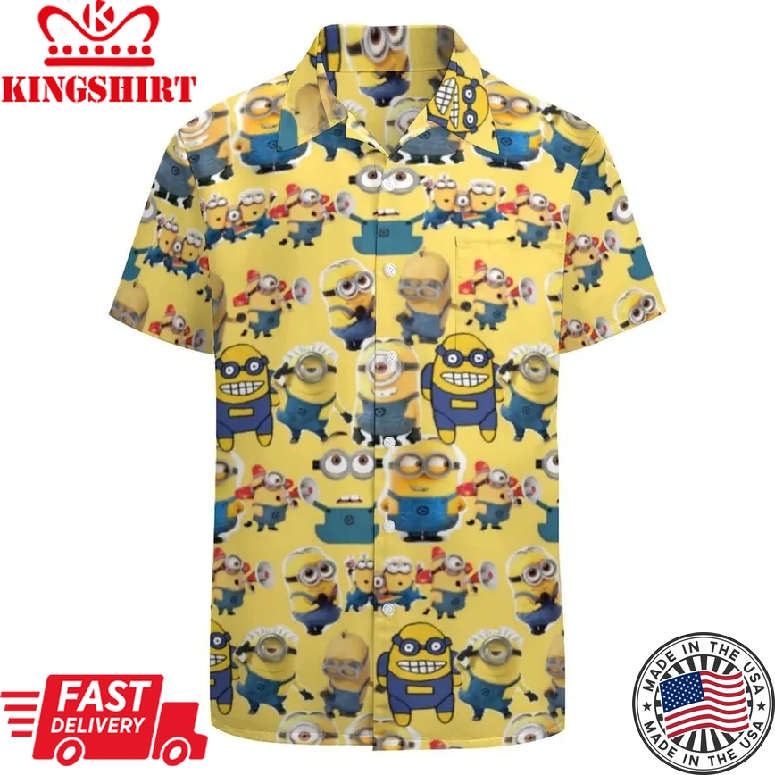 Minions Trendy Hawaiian Shirt Minions Characters Pattern Yellow Hawaii Shirt Minions Aloha Shirt 2022