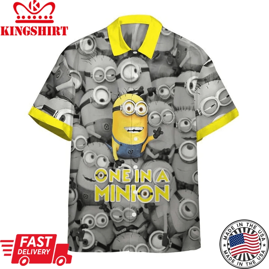 Minions Trendy Hawaiian Shirt One In A Minion Grey Hawaii Shirt Amazing Minions Aloha Shirt 2022