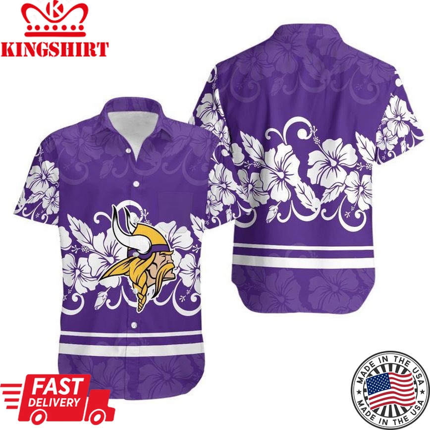 Minnesota Vikings Hibiscus Flowers Hawaii Shirt And Shorts Summer Coll