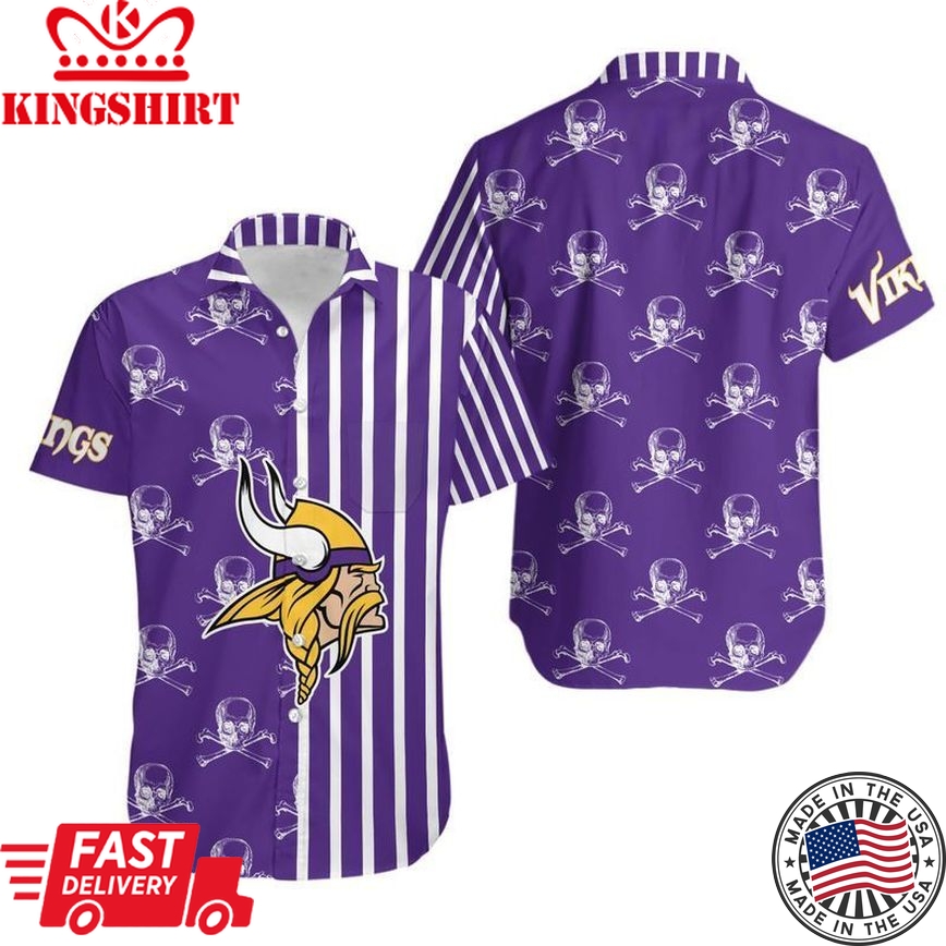 Minnesota Vikings Stripes And Skull Hawaii Shirt And Shorts Summer Collection