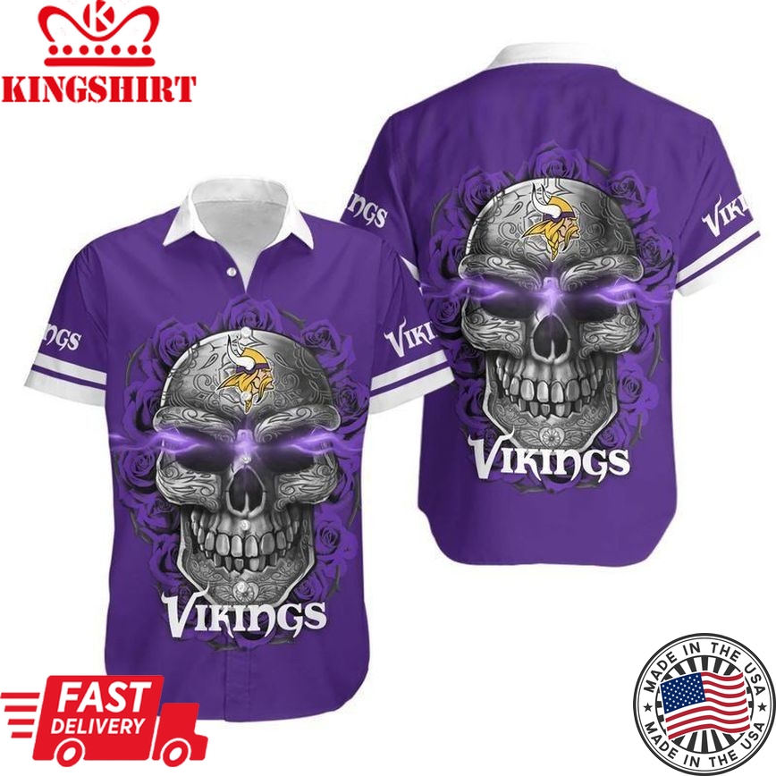 Minnesota Vikings Sugar Skull NFL Gift For Fan Hawaiian Shirt Graphic Print