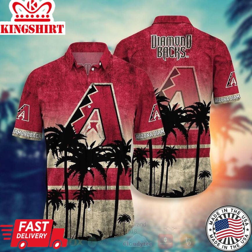 Mlb Arizona Diamondbacks Red Gold Palm Trees Trendy Hawaiian Shirt Aloha Shirt