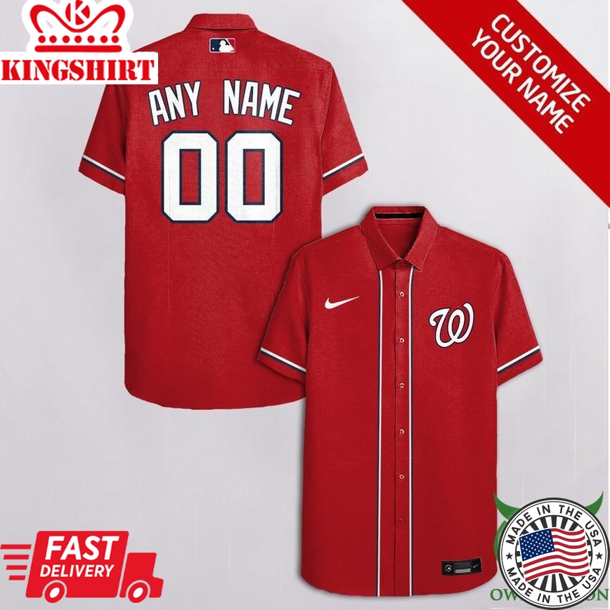 Mlb Washington Nationals Custom Name Number Red Trendy Hawaiian Shirt Aloha Shirt