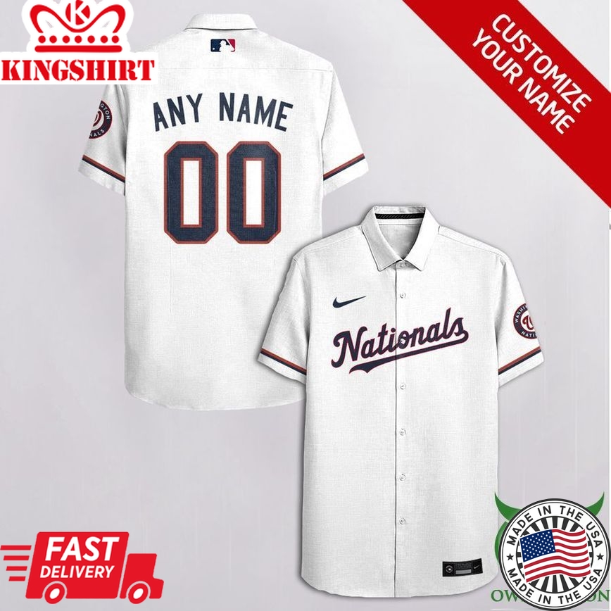 Mlb Washington Nationals Custom Name Number White Trendy Hawaiian Shirt Aloha Shirt