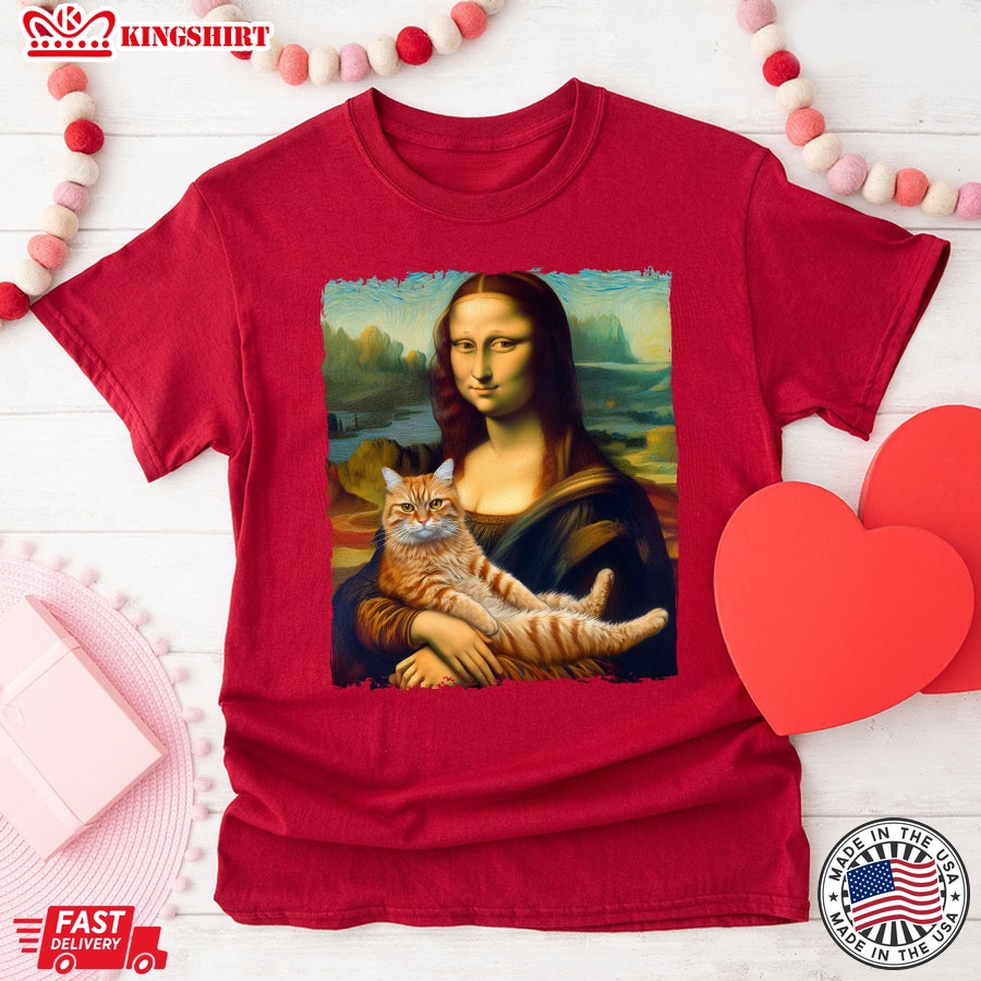 Mona Lisa With A Cat T-Shirt