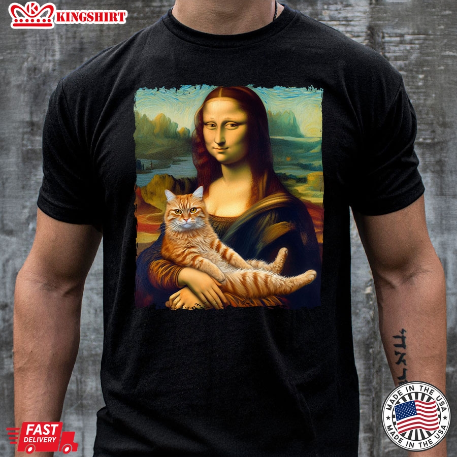 Mona Lisa With A Cat T-Shirt