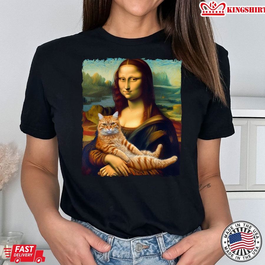 Mona Lisa With A Cat T-Shirt