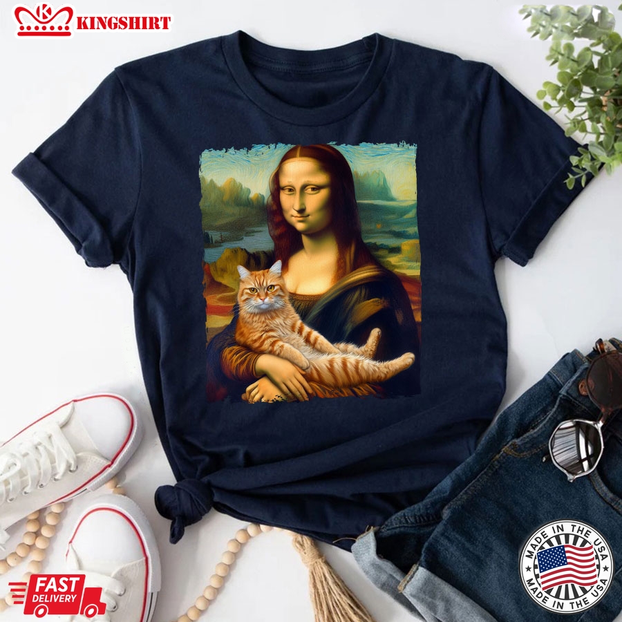 Mona Lisa With A Cat T-Shirt