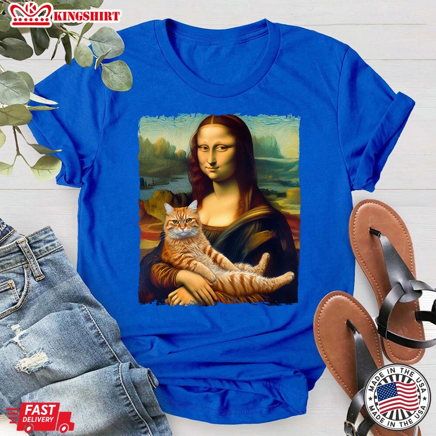 Mona Lisa With A Cat T-Shirt