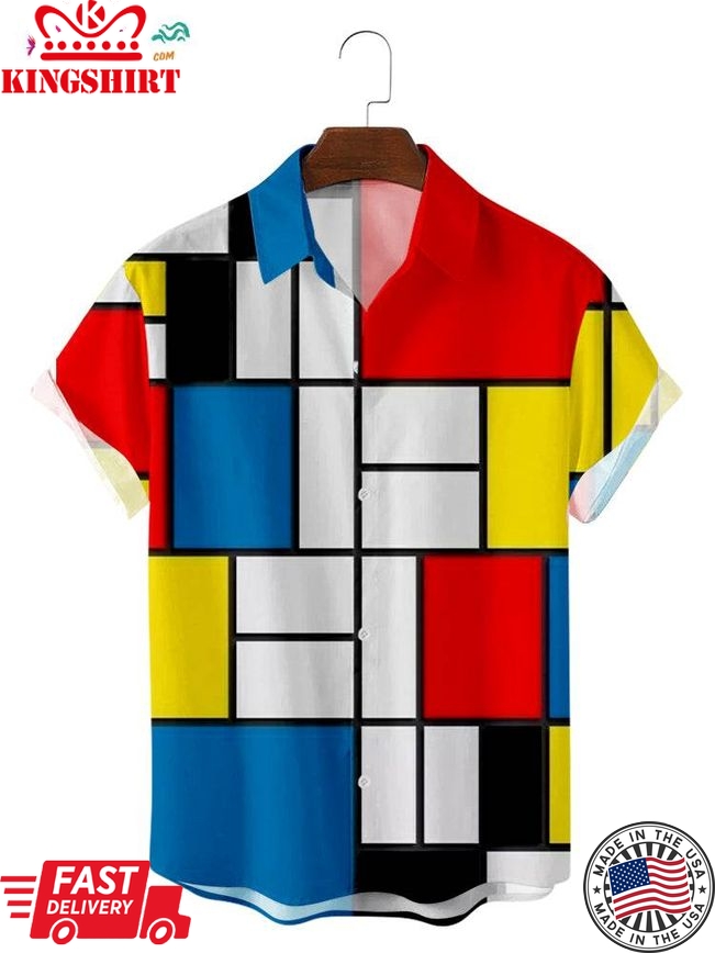 Mondrian Color Block Printed Trending Hawaiian Shirts Shirt