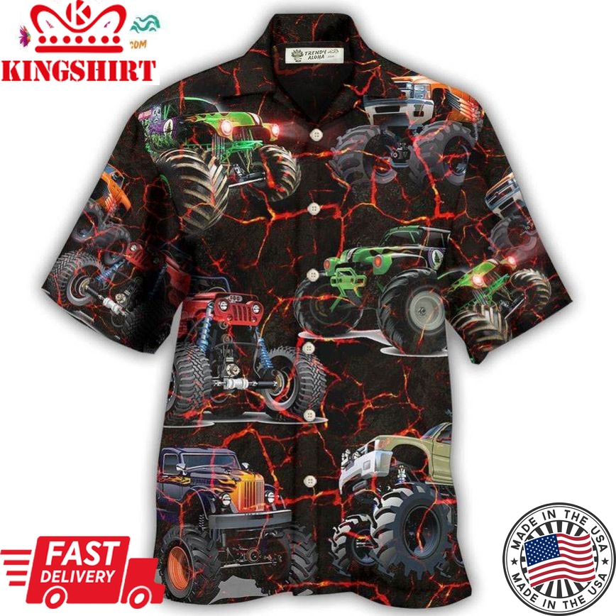 Monster Truck Lava Style Hawaiian Shirt