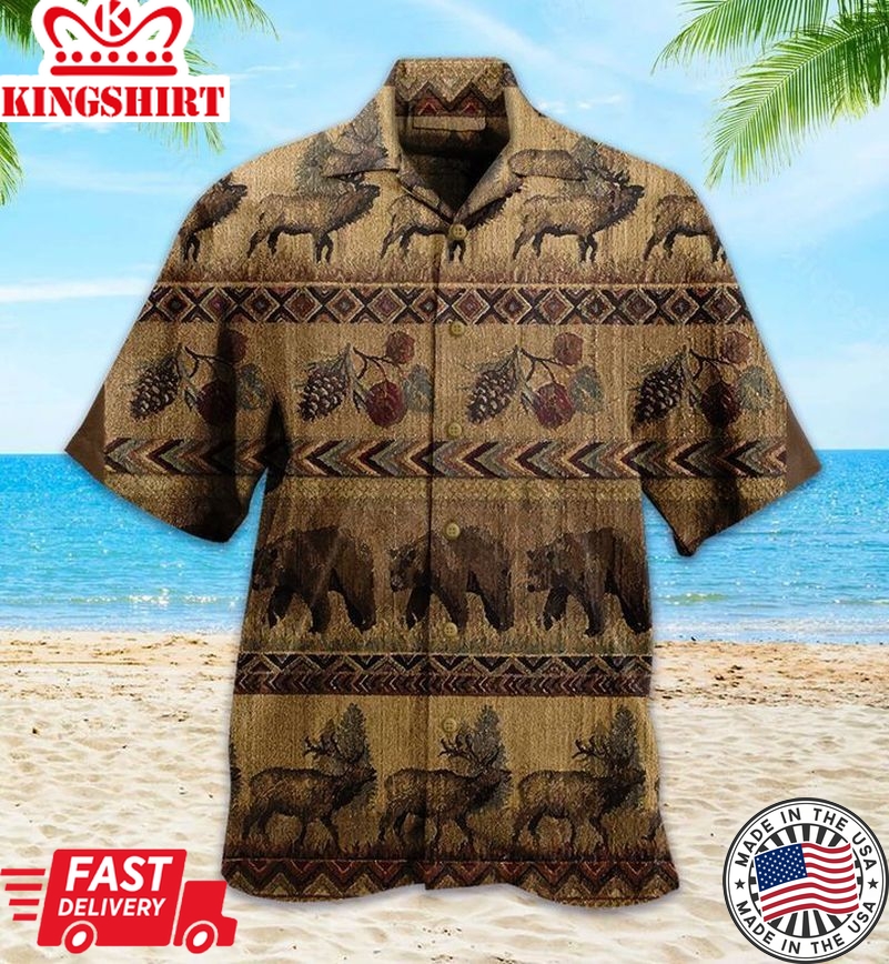 Moose And Bear G Trendy Hawaiian Shirt 3D Summer Gifts