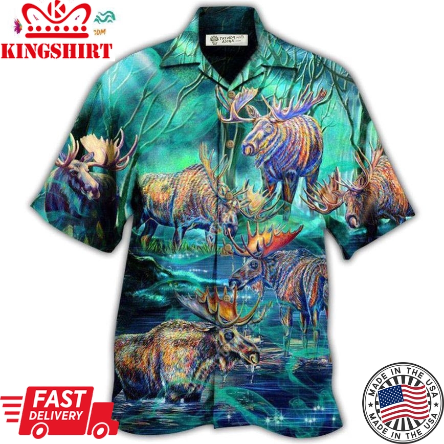 Moose Animals Life Is Better With A Moose Next To Stream Hawaiian Shirt