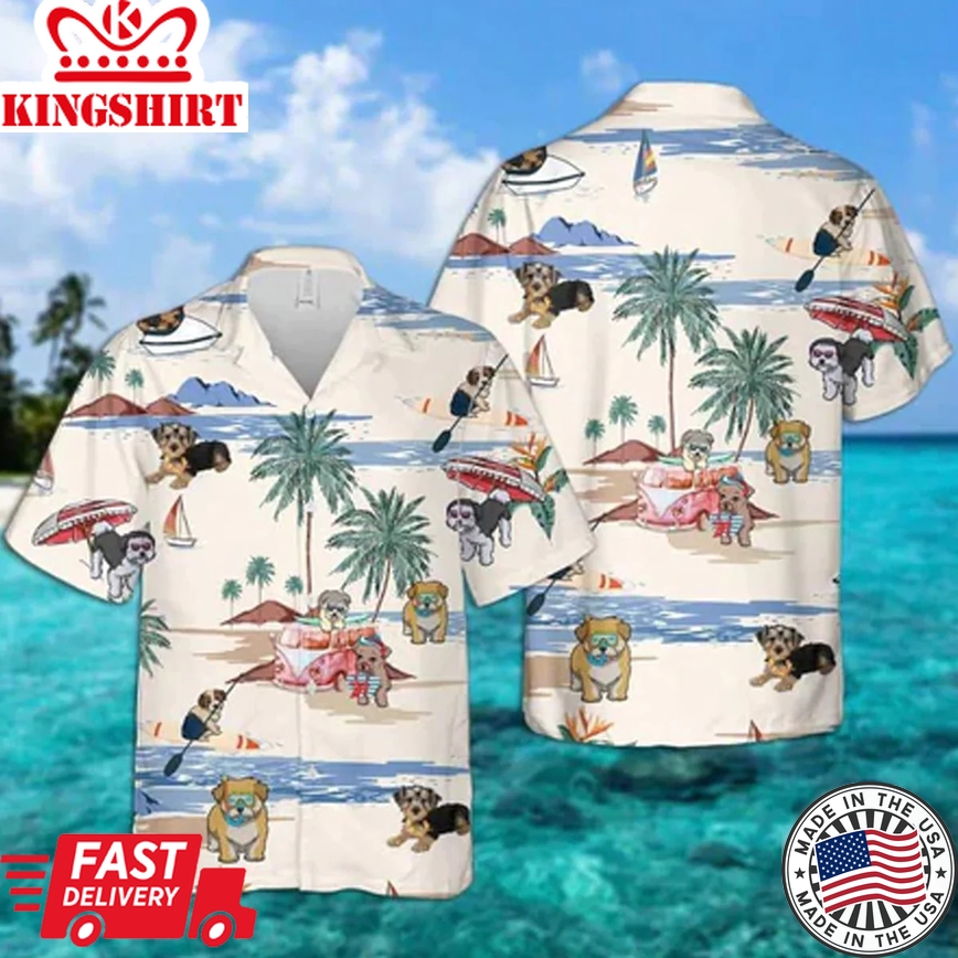 Morkie Summer Beach Trendy Hawaiian Shirt, Trendy Hawaiian Shirts For Men Women Short Sleeve Aloha Beach Shirt