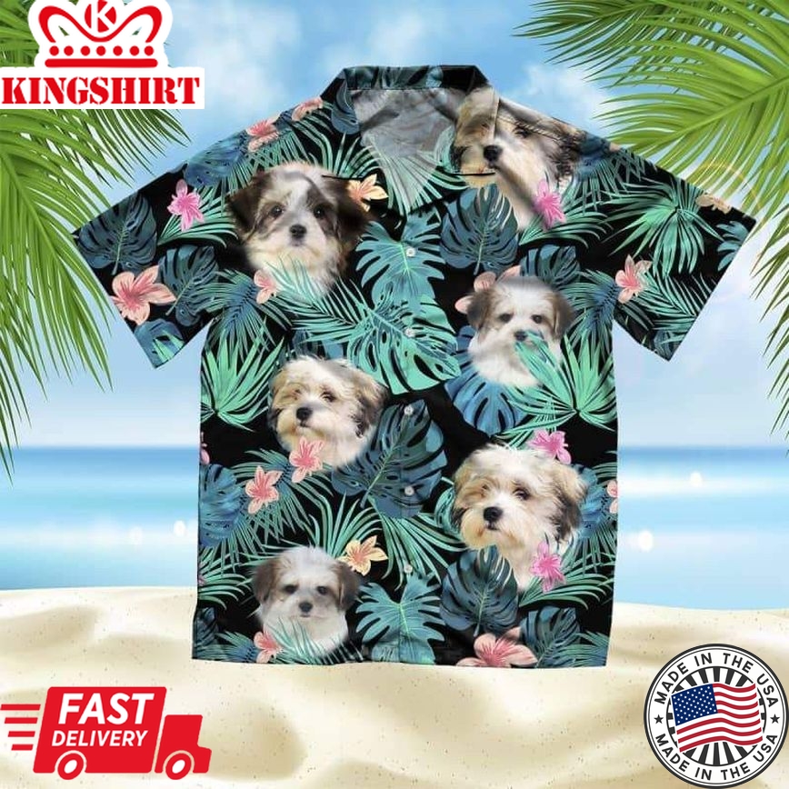 Morkie Trendy Hawaiian Shirt, Dog Summer Leaves Trendy Hawaiian Shirt, Unisex Print Aloha Short Sleeve Casual Shirt Summer Gifts