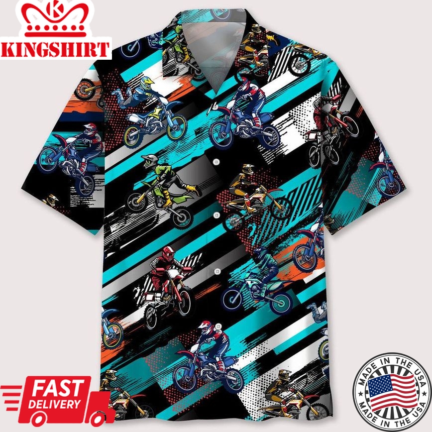 Motocross Color Abstract Trendy Hawaiian Shirt