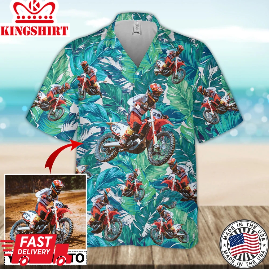 Motocross Custom Photo Trendy Hawaiian Shirt, Motocross Trendy Hawaiian Shirt, Hawaii Shirt For Men And Women