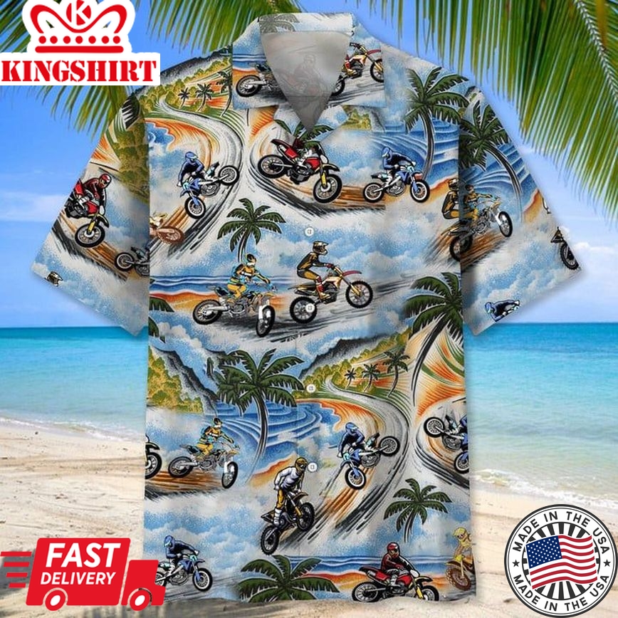 Motocross Vintage Trendy Hawaiian Shirt, Motocross Shirt Short Sleeve, Moto Dirt Bike Race Day Shirts