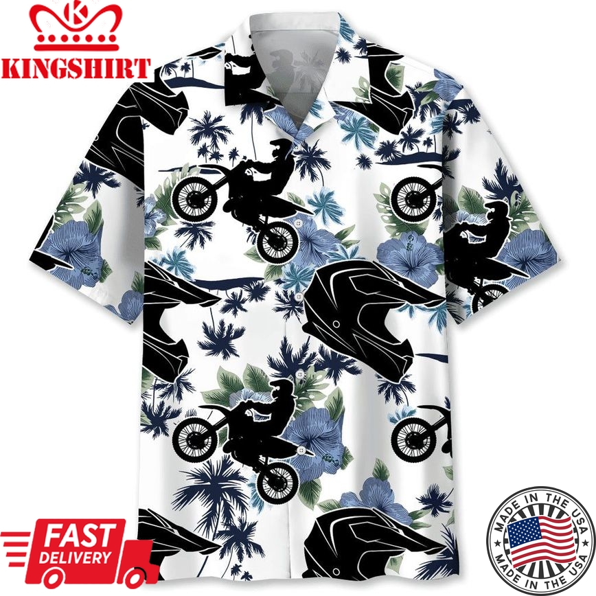 Motocross White Nature Trendy Hawaiian Shirt