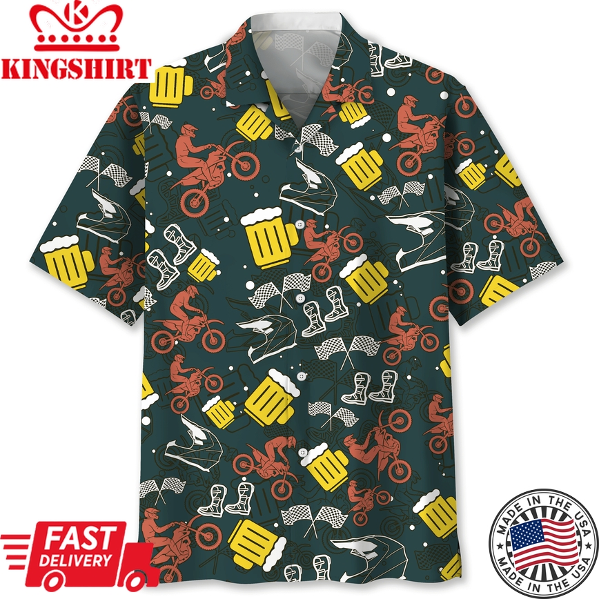 Motocross With Beer Trendy Hawaiian Shirt