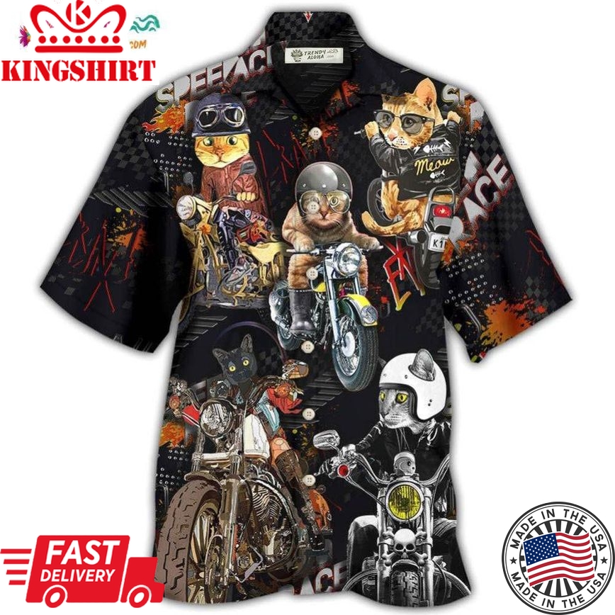 Motorcycle I Like Motocycles And Cats Hawaiian Shirt