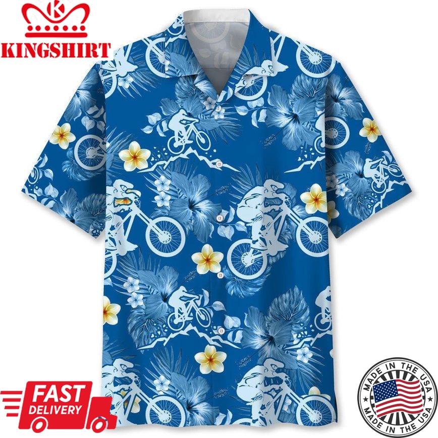 Mountain Bike Blue Nature Trendy Hawaiian Shirt